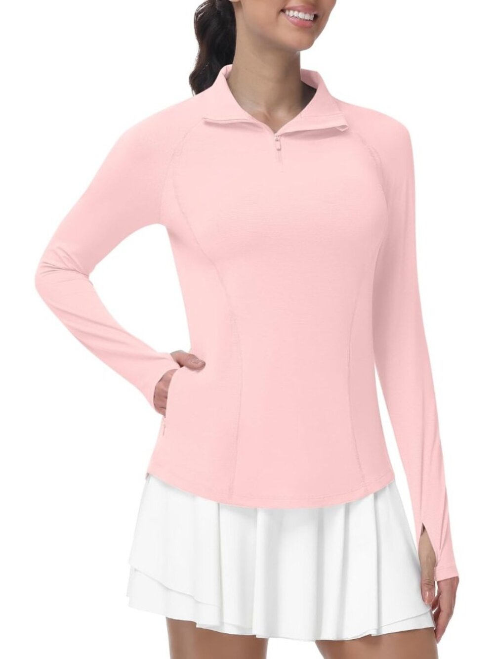 Women's UPF 50+ Sun Protection Long Sleeve 1/4 Zip Athletic Shirt - Quick Dry